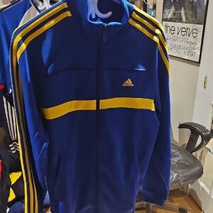 adidas Blue and Yellow Bomber-Style Track Jacket